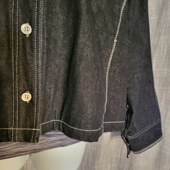 Vintage Black Denim Button Up Shirt Jacket sz L and pants 14 Spanner women - Picture 3 of 11